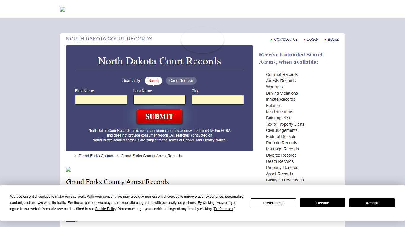 Grand Forks County Arrest Records | NorthDakotaCourtRecords.us